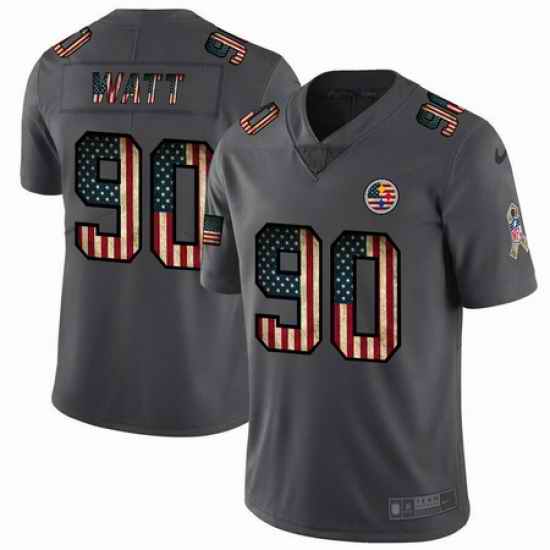 Nike Steelers 90 T J  Watt 2019 Salute To Service USA Flag Fashion Limited Jersey